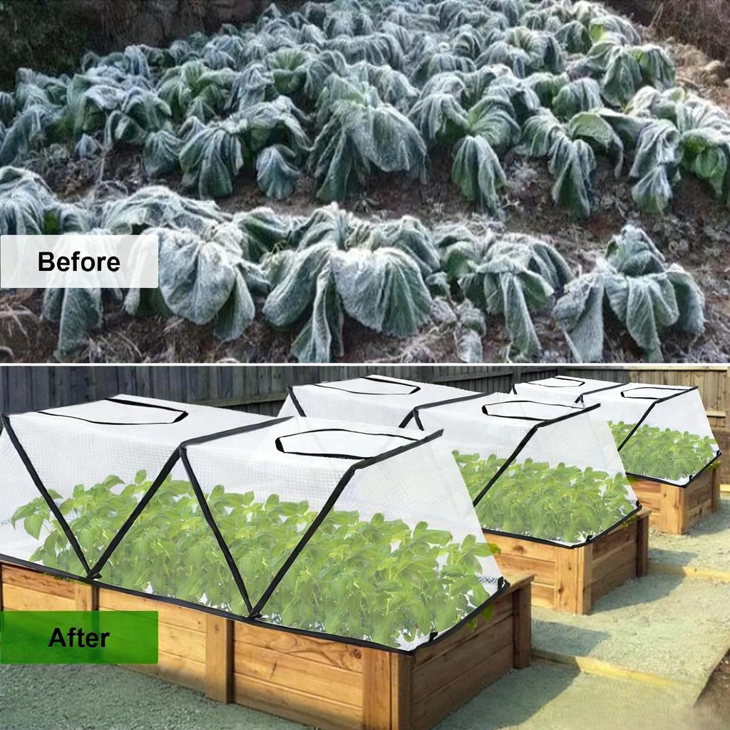 Foldable Plant Cover with Air Holes and Strong Frame for Garden Use Providing Frost Insulation and Pest Defense