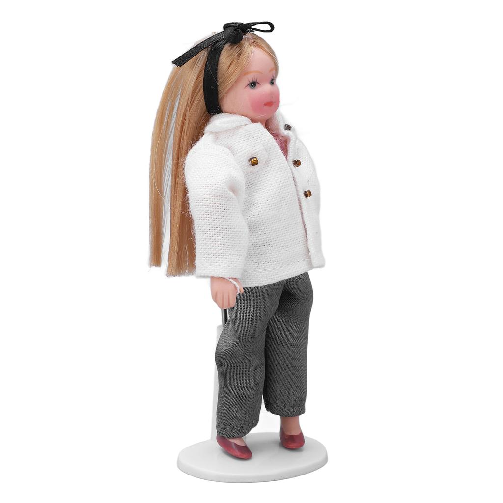 Miniatyr Porselensmennesker Bevegelige Lemmer Livaktig Mini Keramisk Jentedukke for 1/12 Skala Dukkehus