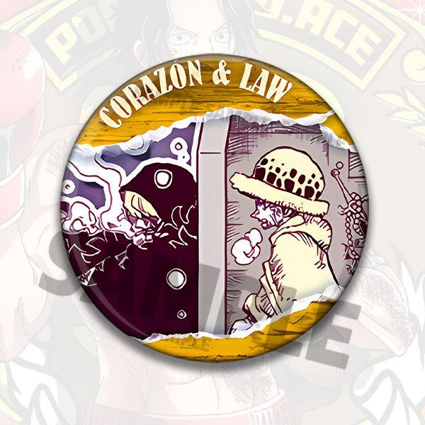One Piece Anime Badge Pins Luffy Ace Law Childhood Cartoon Brooch Keychain Shiny Film Button Accessories Merchandise Collection