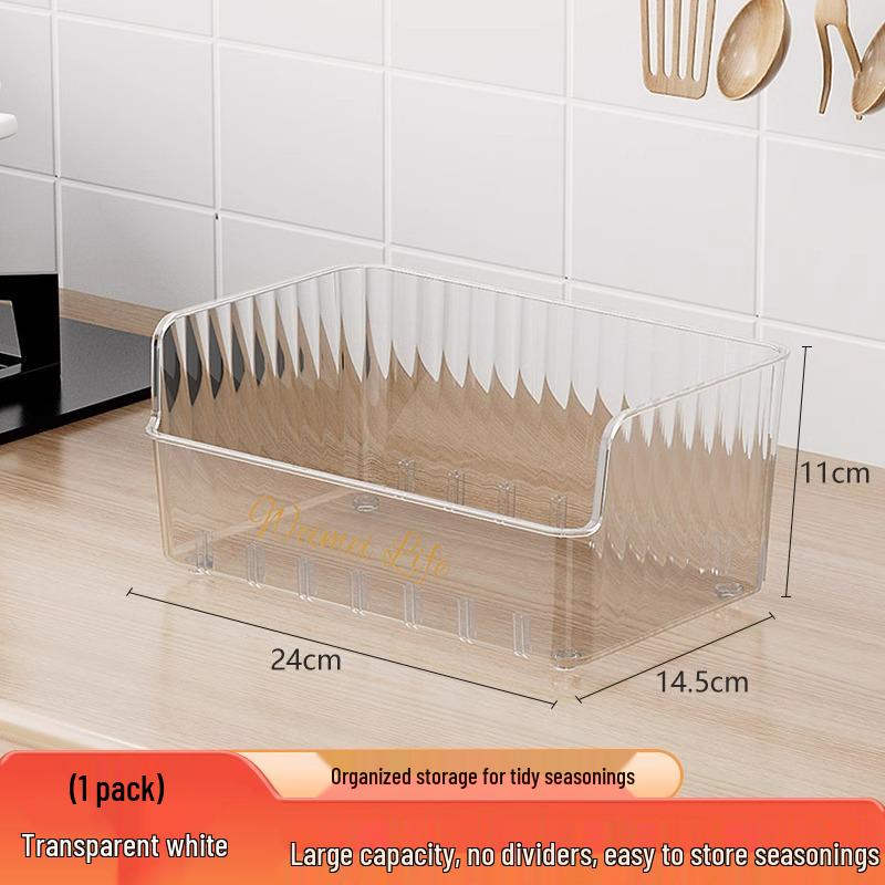 Kitchen Multi-Compartment Seasoning Storage Box with Handle and Integrated Rack