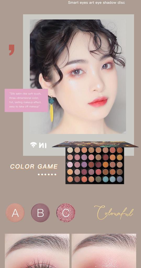 NOVO 40-Color Eyeshadow Palette: Pearlescent, Matte, Glitter, Earth Tones - Ideal for Students & Daily Use.