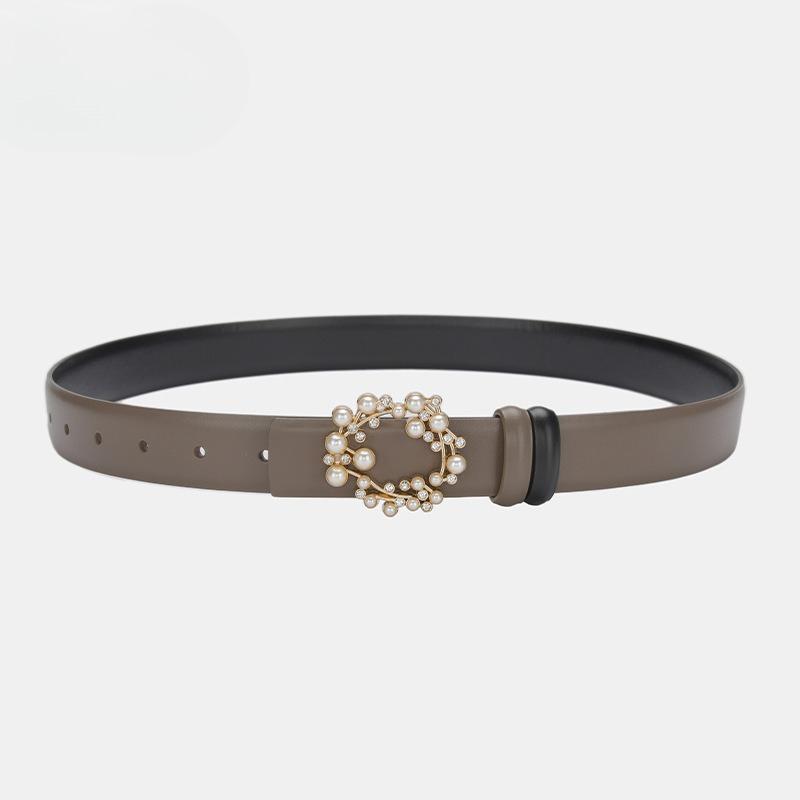 Genuine Leather Belt for Women, Fashionable Belt for Women, Summer Versatile Double-sided Decoration with Dress Waist Jeans