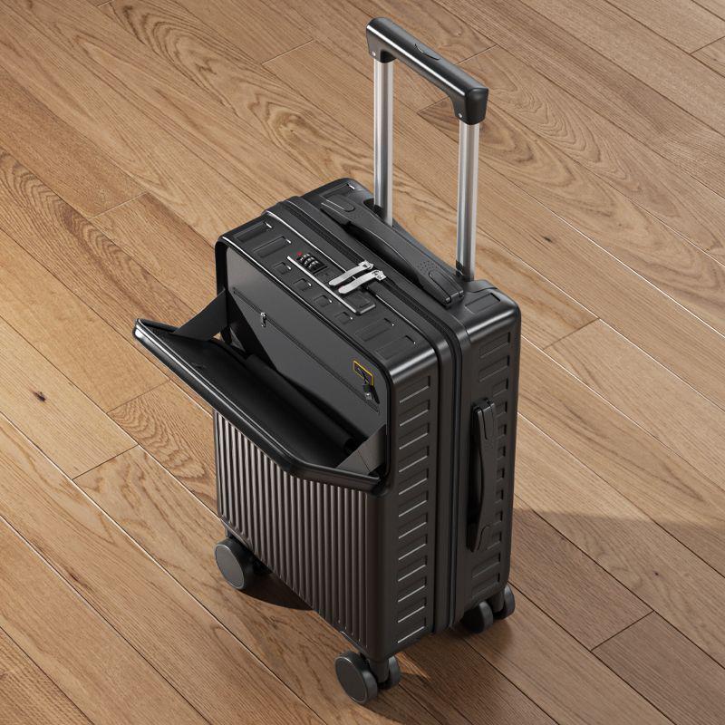 Multifunctional Student Trolley Suitcase with Front-Opening and Combination Lock, Large Capacity