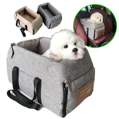 Pet Products Tragbarer Konsolen-Booster-Autositz und -Träger für kleine Hunde und Katzen, Autositz für die Mittelarmlehne des Autos, Sicherheitsgurt
