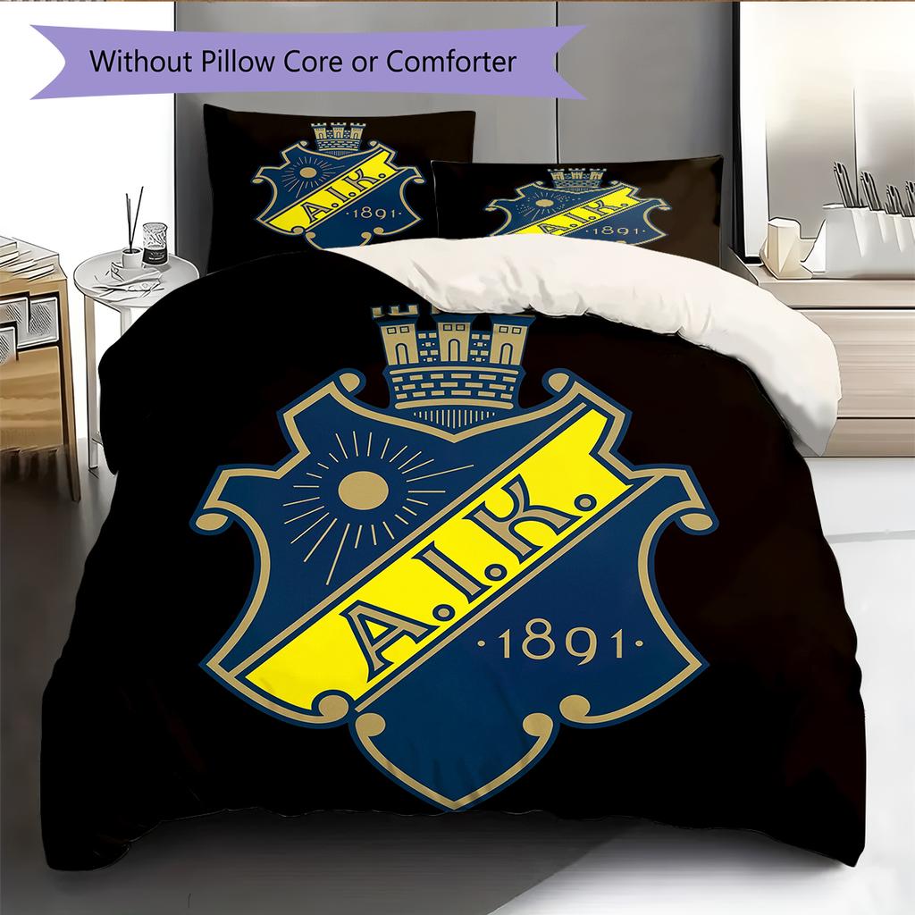 FC AIK Pattern Bedding Home Decoration Birthday Gift (1 * Duvet Cover + 2 * Pillowcase, Without Core)