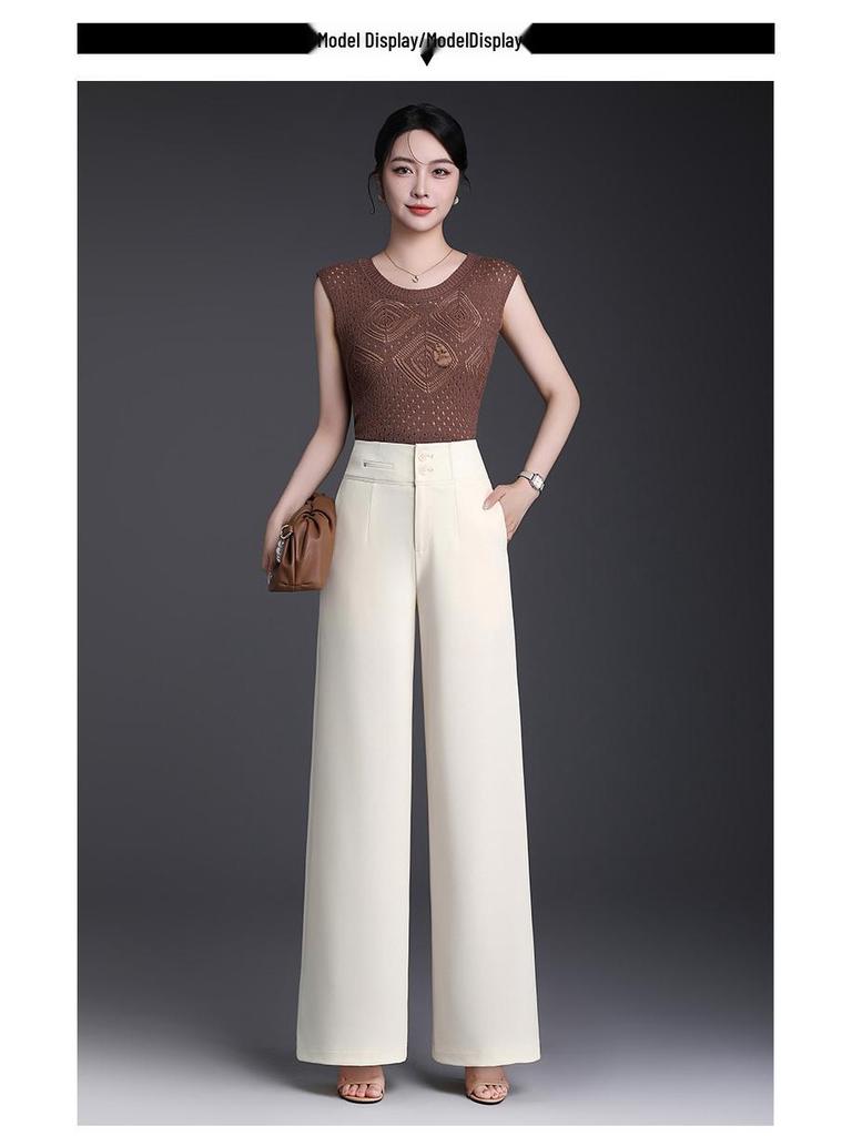 2026 Spring/Summer Women's Korean-Style High-Waisted Wide-Leg Chic Trousers