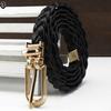 Women Buckle Strap Waistband Braided Faux Leather Vivid Narrow Thin Waist Belt