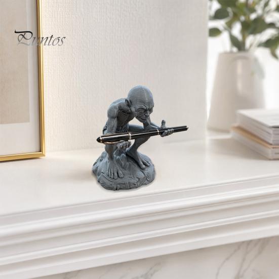 Home Office Organizer 3D Printed Gollum Pen Holder, Fan-Exclusive Collectible, Creative Desktop Decoration Decor with Stable Base, Personalized Stand