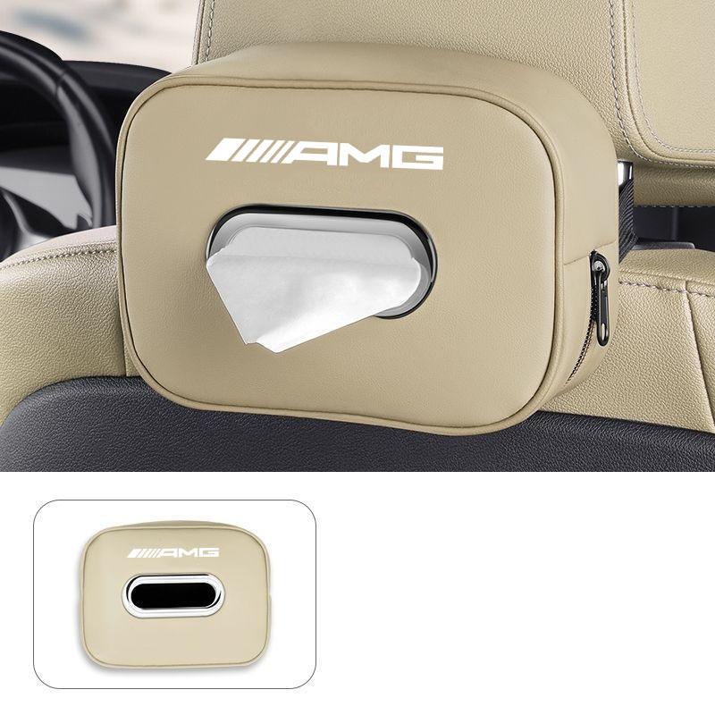 Leather Car Seat Tissue Box Storage Bag Tool For Mercedes Benz AMG A B C M ML GLA GLE GLS E Class W176 W205 W166 W246