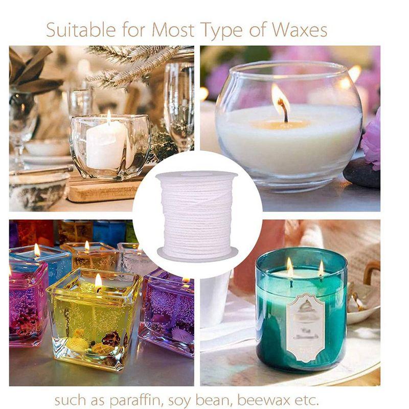 Feb.3 Roll 200Feet/61Meter White Candle Wick Cotton Candle Woven Wick For DIY Candle Making Material Smokeless Wax Core
