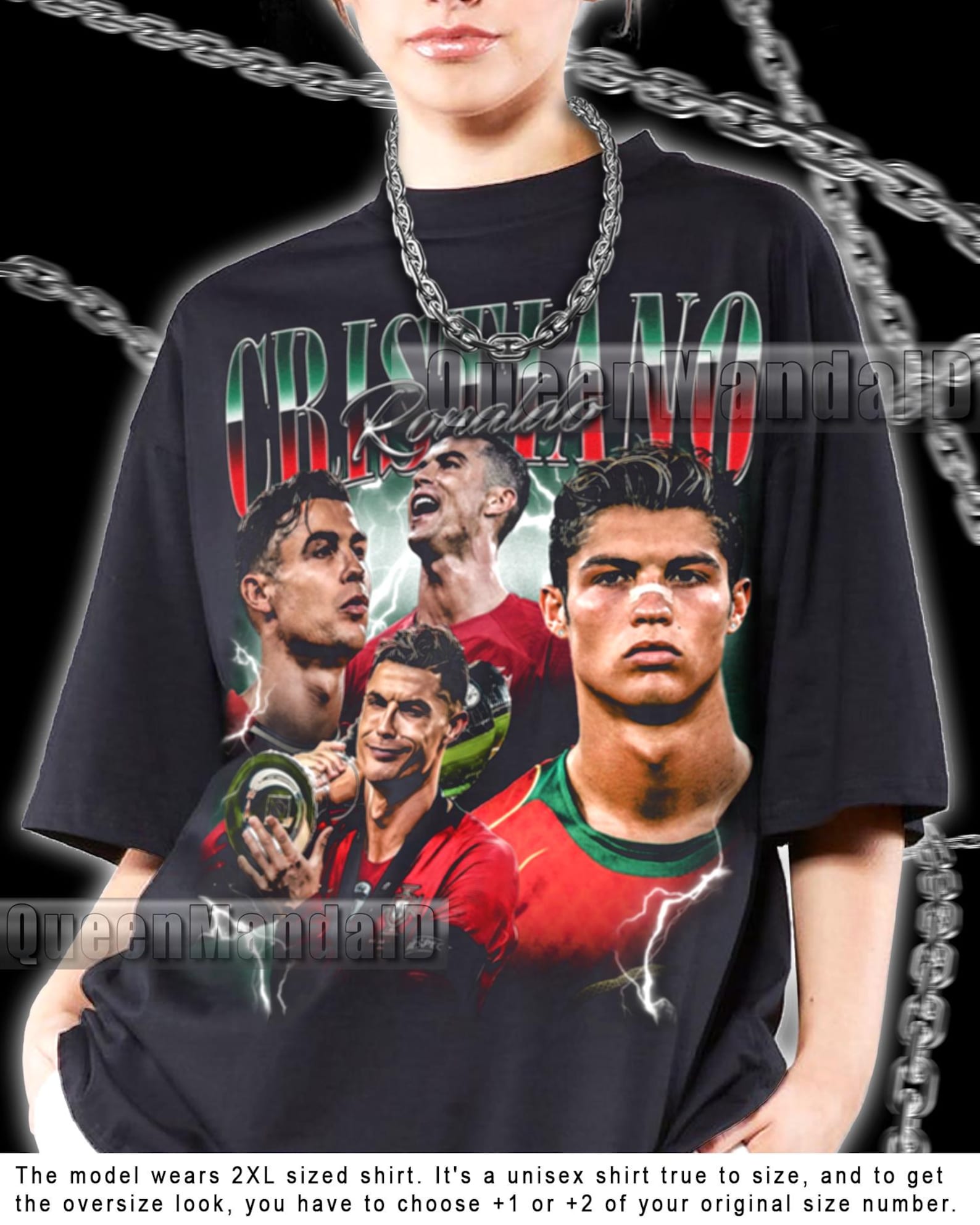 Cristiano Ronaldo Retro 90s Bootleg Soccer Fan Tee, Unisex SporT-Shirt KUS59 S