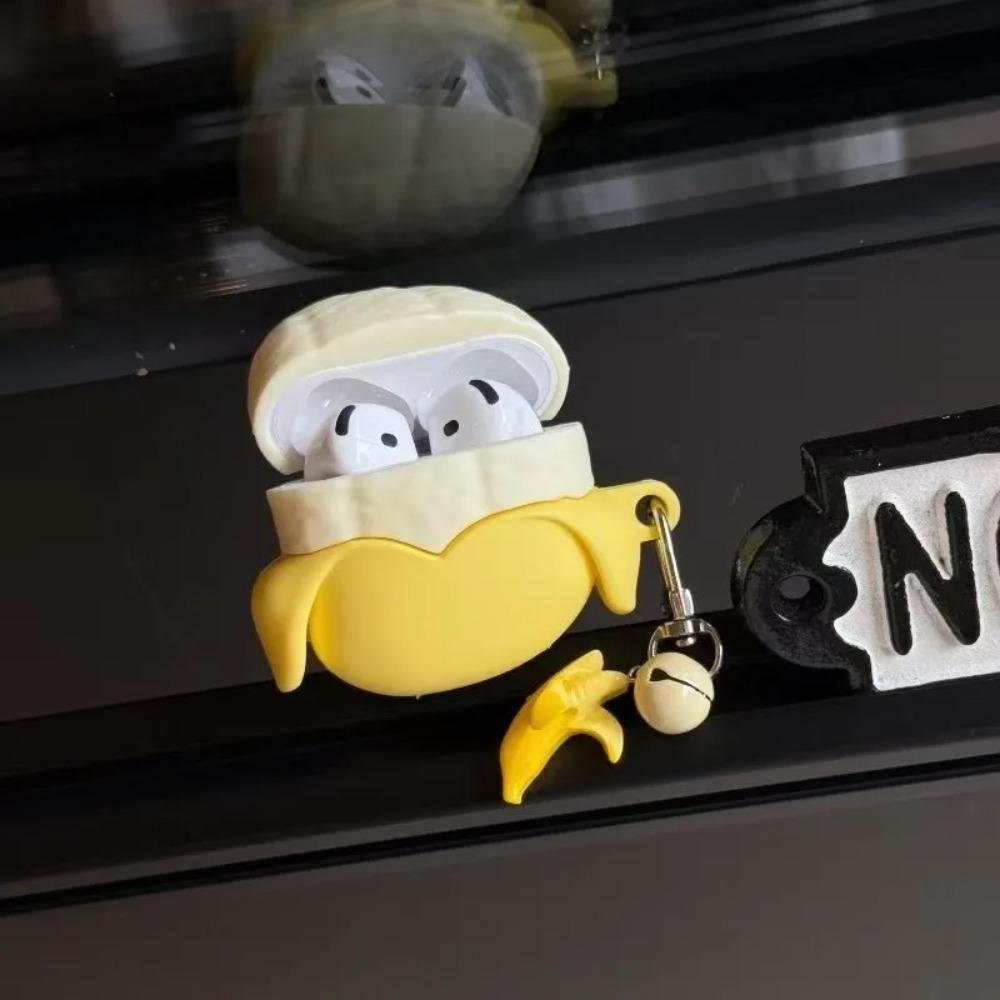 Cute 3D Peeled Banana Earphone Case for Apple Airpods 1/2 3 4 Pro Pro2 Silicone Simulation Fun Silicone Protective Case