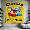 Name Custom Cuphead Game Wall Tapestry Aesthetic Wall Hanging Printed Fabric Blanket Decorative Tapestries for Bedroom Living Room Home Decor