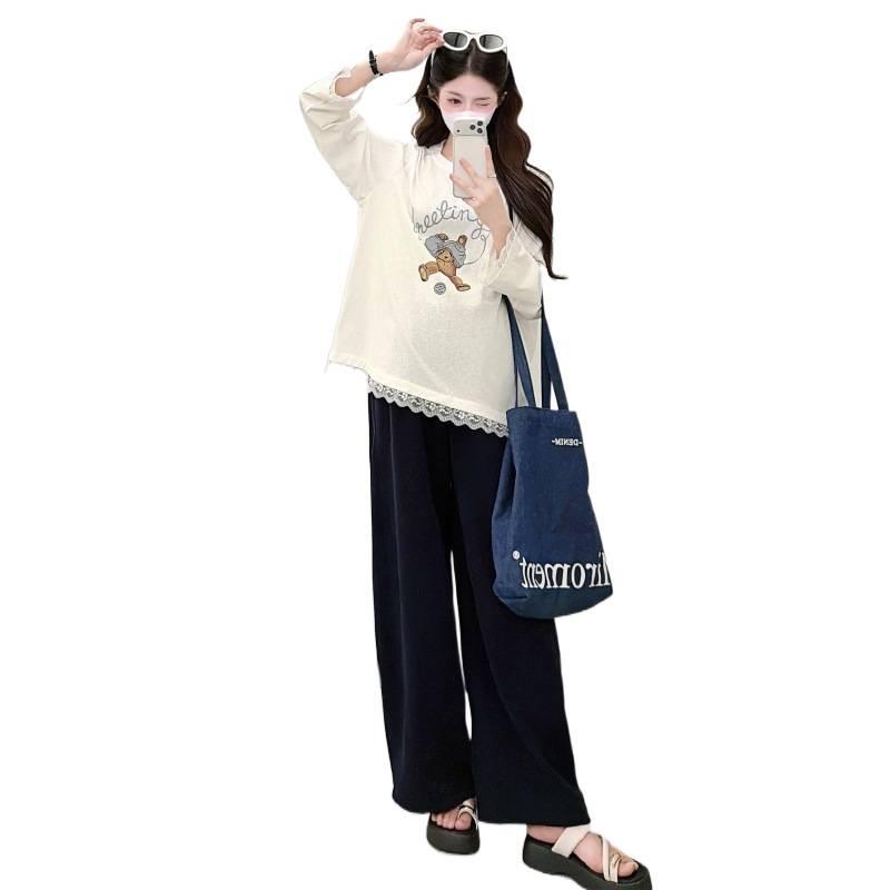 2026 Spring Korean Style Loose Maternity T-Shirt - Plus Size & Hoodie Option