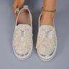 Fashion Women's Gold Silver Bowtie Sequin Flats Shiny Crystal Thick Sole Platform Loafers Ladies Light Comfort Non Slip Casual Shoes