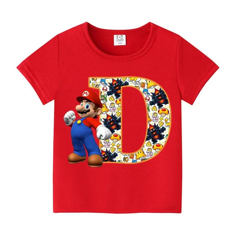 New 100%Polyester T-shirts for Children Cartoon English Letters Graphic T-shirt Boys Casual Short-sleeved Tops Kids Clothes