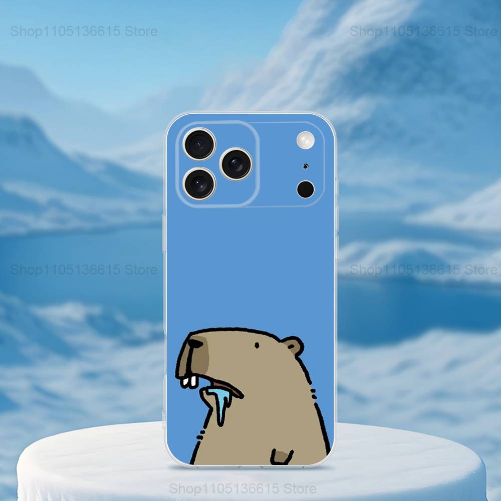 Cute Capybara Cartoon Phone For iPhone 14,13,12,11,17,16,15,Pro,X,XS,XR,SE,Max,Plus,Mini Transparent Soft Cover