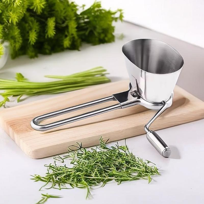 Trituratore per Erbe Acciaio Inossidabile Grattugia Rotante per Verdure Trituratore per Prezzemolo Vaniglia Tritatutto per Coriandolo Menta Macinazione Manuale in Metallo