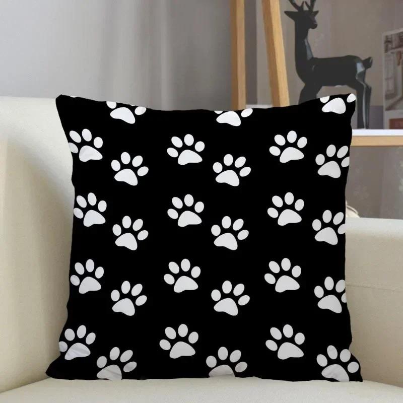 Cute Cat Paw Print Pattern Decorative Pillowcase Car Sofa Square Cushion Pillowcase