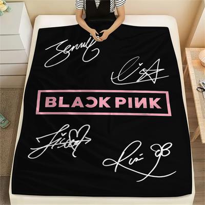 1 Peça Manta de Flanela com Estampa Blackpink, Alta Qualidade para Todas as Estações, Decoração de Casa, Calor e Conforto, Perfeita para Presentes de Natal