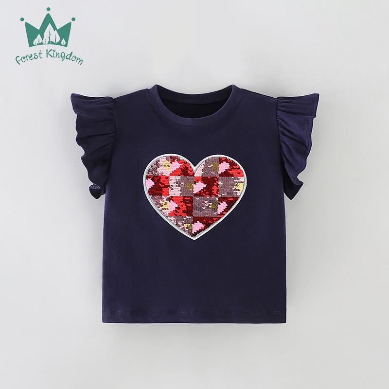 

Cute Cartoon Short-Sleeve T-Shirt for Girls - Summer Baby Top 120cm (Age 6)