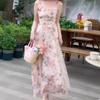 2025 Summer Floral Camisole Dress - French Style, High-End Mesh Splicing, Vacation Ready