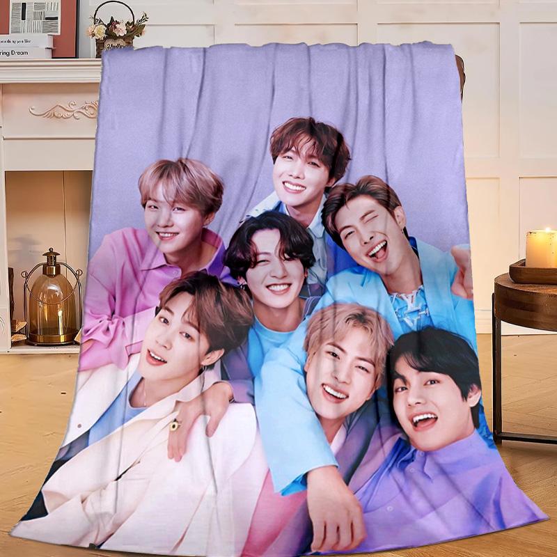 1PC K-pop music group Flannel Blanket Gift, Suitable for Both Men And Women, Soft Ideal for Beds And Sofa, Birthday Or Christmas Gift