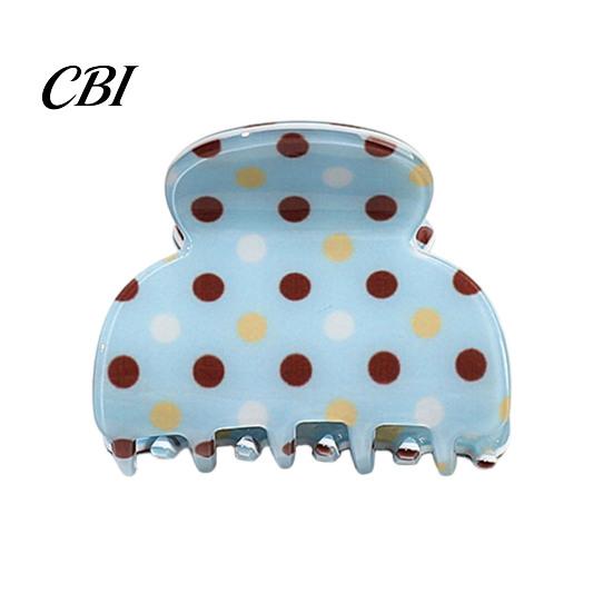 Sturdy Hair Claw Clip Back Head Claw, Strong Bite Force Clip, Dot Print Large for Women Anti-Slip Teeth Accessory Daily Wear Metal Spring