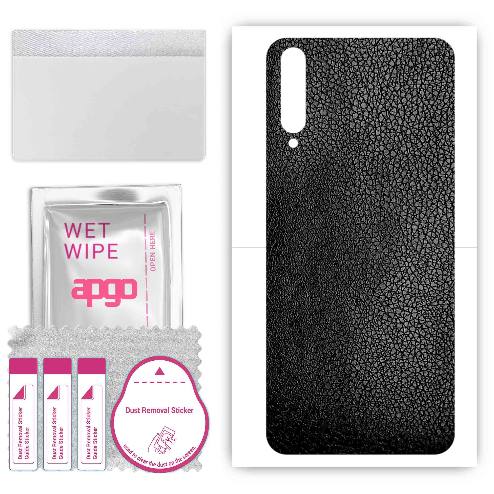 

apgo Protective Skin Sticker for the back compatible with Honor 30i, Wrap Film, Foil, Vinyl - Pattern Black Leather