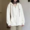 Womens Oversized Hooded Zip-Up Sweatshirt Jacket Casual Loose Fit Cotton Blend Long Sleeve 2026