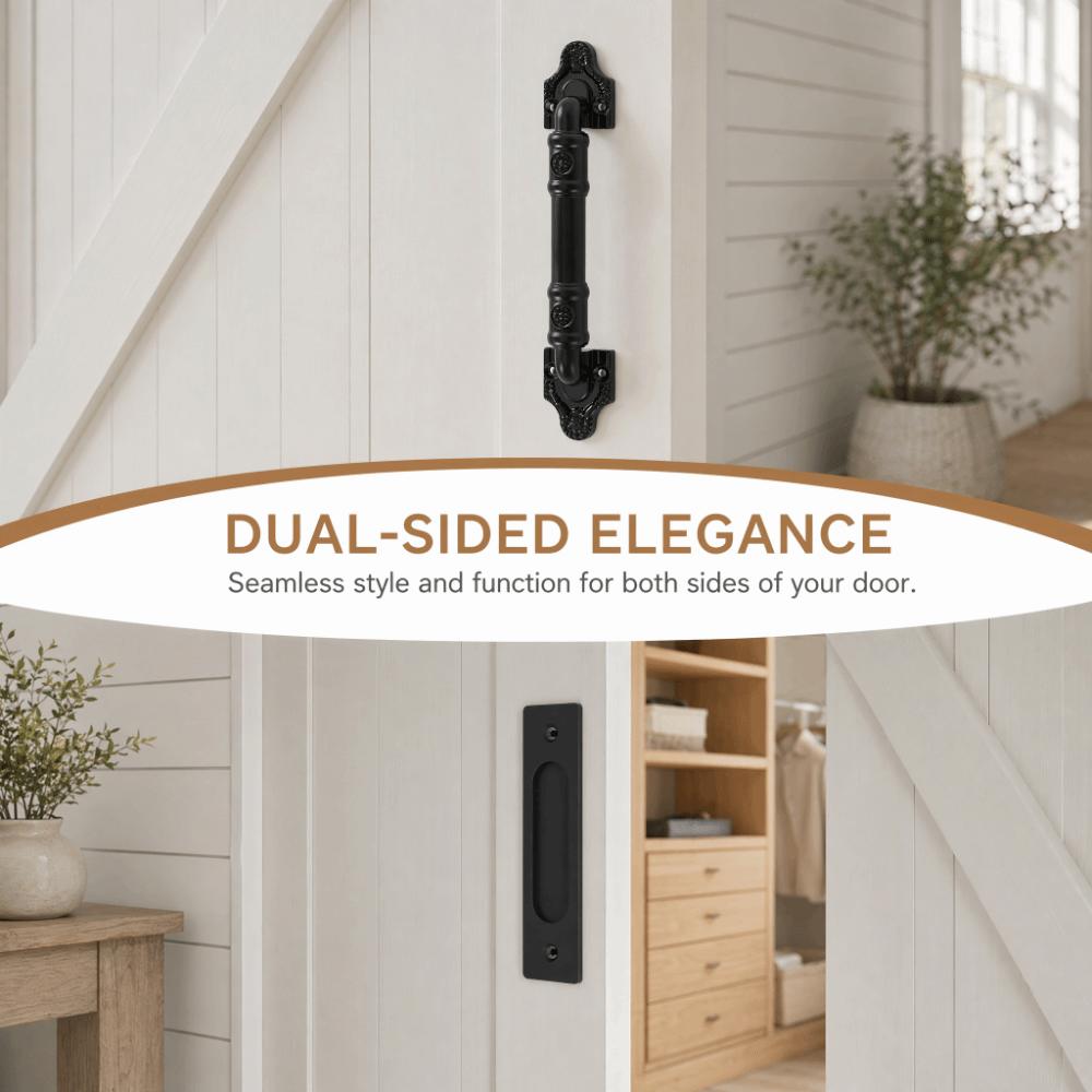 Black Double Sided Door Pull Metal Alloy Cabinet Door Handle Vintage Barn Door Pull Handle  Garages