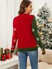 Hot-Selling Autumn/Winter Long Sleeve Color Block Jacquard Christmas Cardigan 