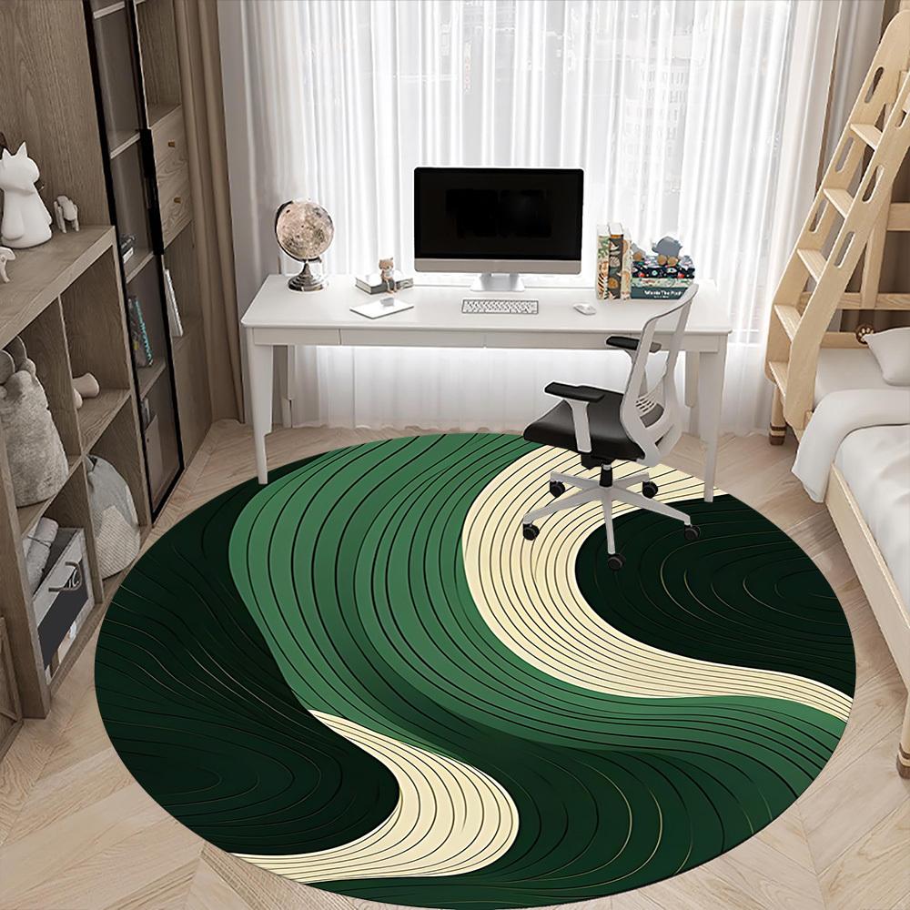 1pc Wave Flow Office Round Area Rug, Indoor Mat Suitable For Office, Under Office Chairs Bedroom Living Room Home Decor, Room Deco
