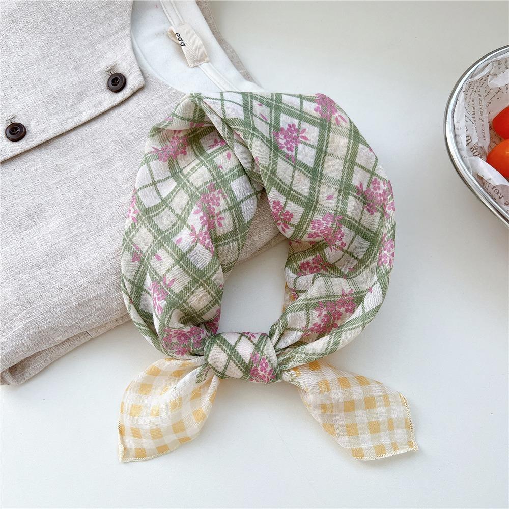 Floral Cotton Linen Print Scarves Cashew Square Handkerchief Simple Small Square Scarf  Outdoor