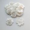 5 st 3D Vita Blomma Paljetter Pärlbroderad Spetslapp Reparation Applikation DiY Kläddekorationstillbehör