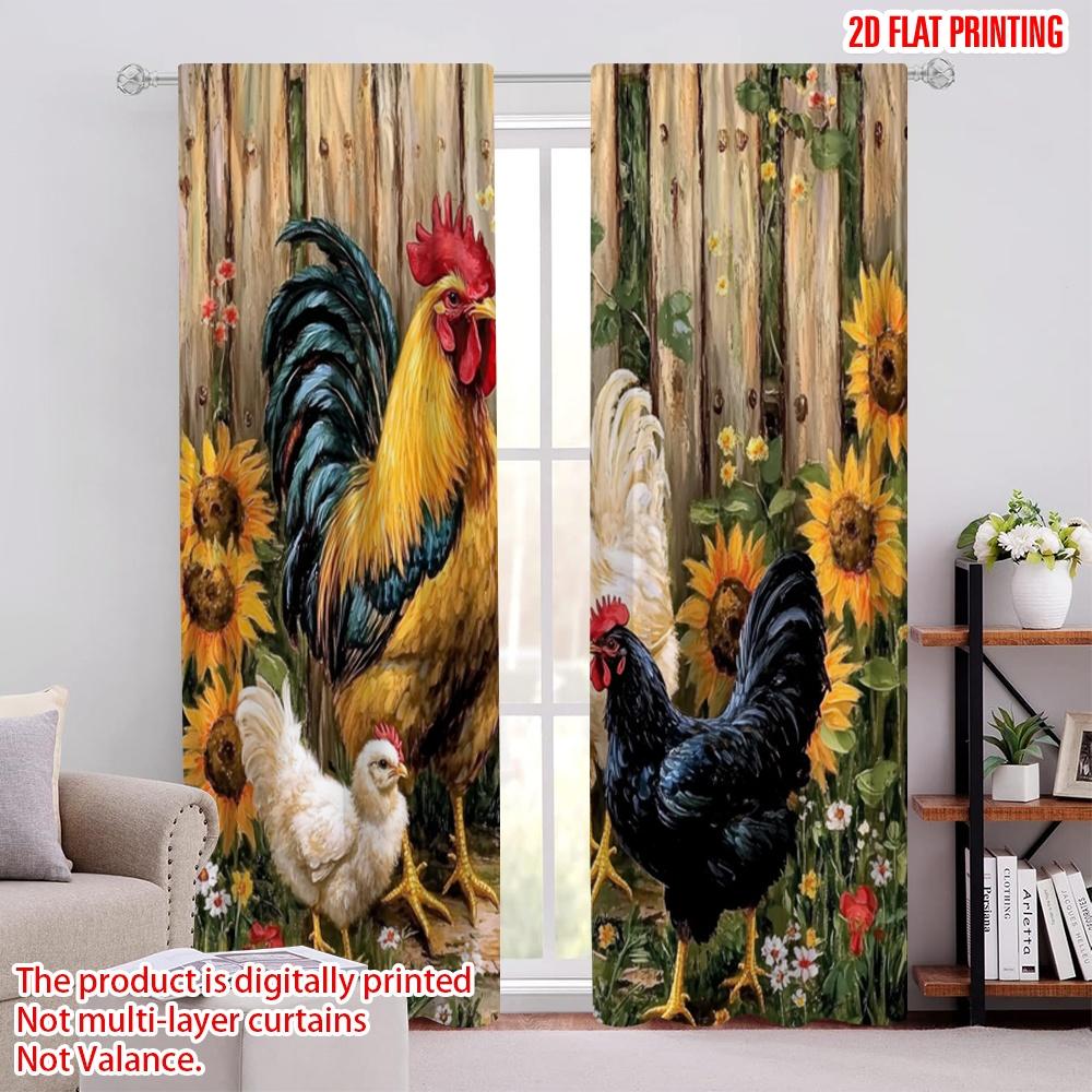 

2pcs,2D plane printing Curtains Roller Blinds Rooster Sunflower Gathering Versatile Fabric (without rod) Art Deco Festive Use 52.50 × 116.00 cm 2 pcs