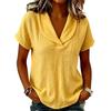 Women V-Neck T-Shirt Short Sleeve Solid Color Summer Blouse Loose Fit Fashionable Collared Casual Tee for Work Party Date Wear