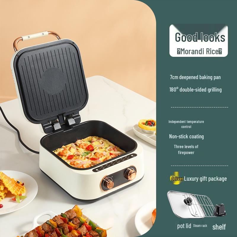 Dual-Sided Electric Crepe & Grill Maker: Multi-Functional Pancake Griddle & Hot Pot Combo