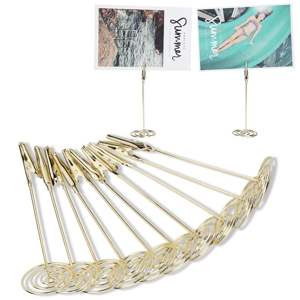 10Pcs Stable Base Table Name Clip Mouth Shape Metal Photo Stand  Wedding Table Decoration