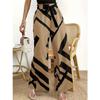 women's Casual Geometric Print Elastic High Waist Self Tie Wide Leg Long Trousers Summer Beach Palazzo Pants