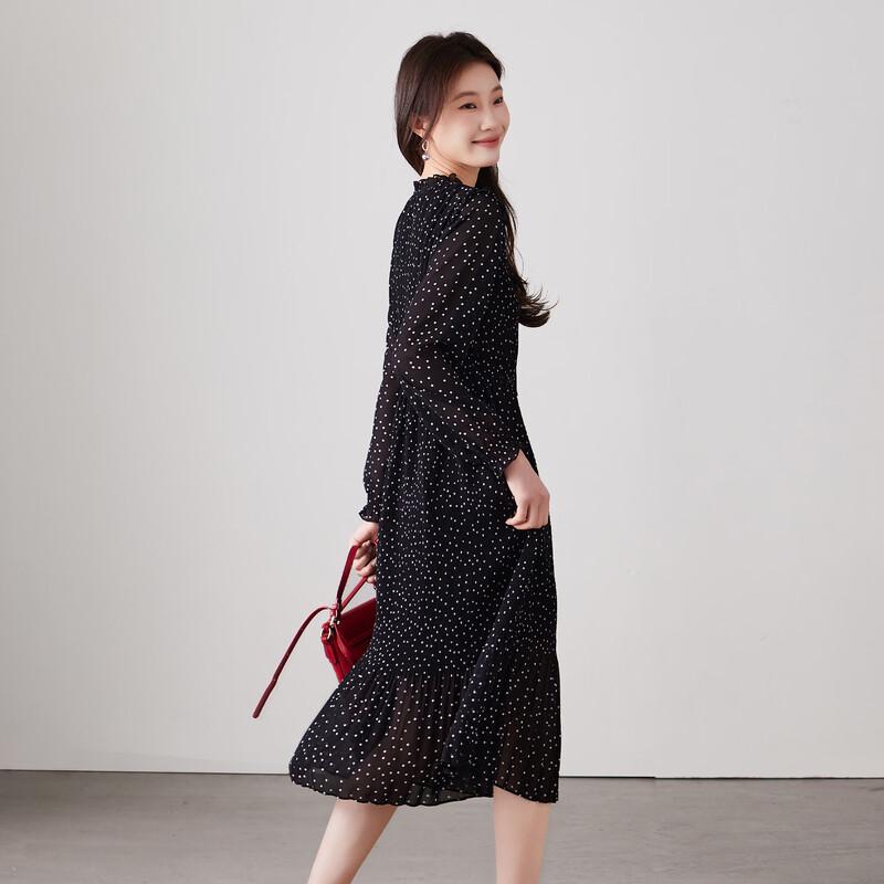 SOFSIL Retro Polka Dot V-Neck Long Sleeve Dress