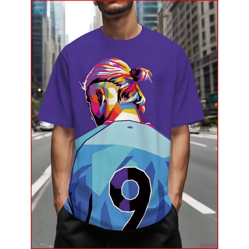 Modisches Herren-Rundhals-Kurzarm-3D-Casual-Farbprint-Casual-Kurzarm-Rundhals-T-Shirt