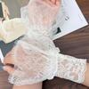 2pairs Mesh Lace Sweater Decorative Sleeves Women Black White Ruffles Elbow Mittens Cuff Detachable Wedding Dress Fake Sleeves