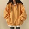 Felpa con cappuccio pullover con zip in stile coreano da donna - Vestibilità ampia, con velluto, leggera, ideale per tutte le stagioni