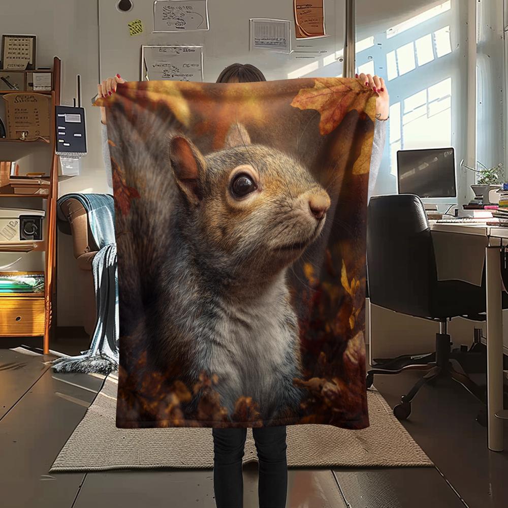Eichhörnchen, gemustert, Flanelldecke, Hohe Qualität, Bequem für alle Jahreszeiten, Heimdekoration, Wärme und Komfort, Perfekt für Geschenke.