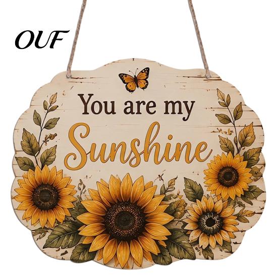 Thanksgiving Holiday Ornament Fall Wooden Sign Door Hanger, 2D Sunflower Pumpkin Gnome Wall Indoor Outdoor Art Plaque, Rustic Farmhouse Autumn Hanging