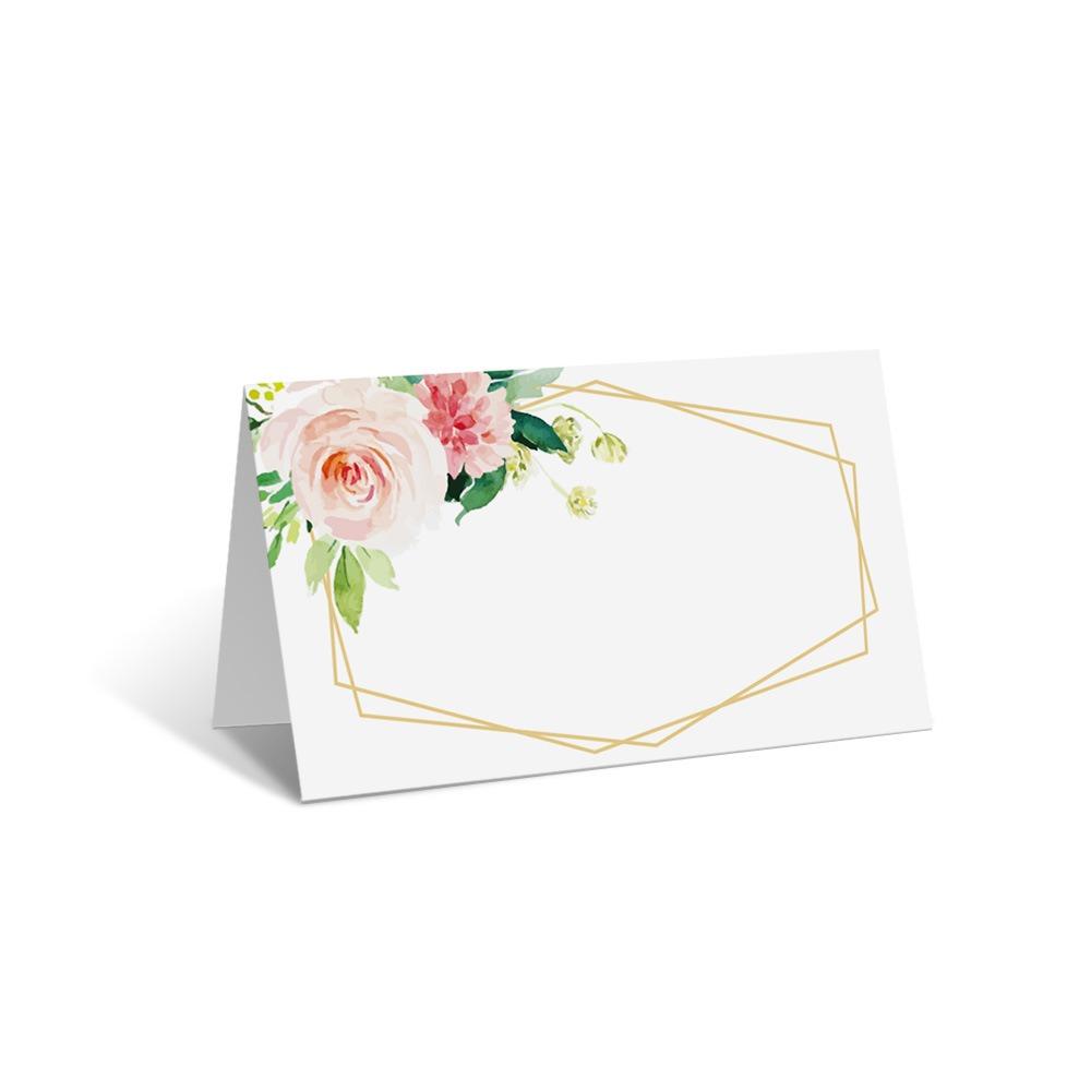 100pcs Blank Table Place Cards Flowers Plants Printed Food Table Setting Seating Place Cards Paper Greeting Card