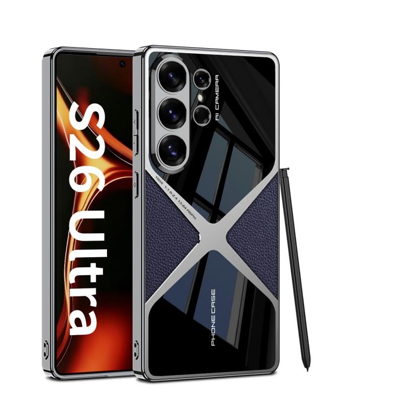 Premium Electroplated Vegan Leather Phone Case Galaxy S26 Ultra S25 S24 With Magnetic Mount Shockproof