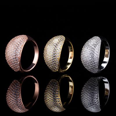 Anello Gitano di Lusso Temperamento Diamante Zircone Rame Placcato Oro Argento Gioiello da Mano da Donna