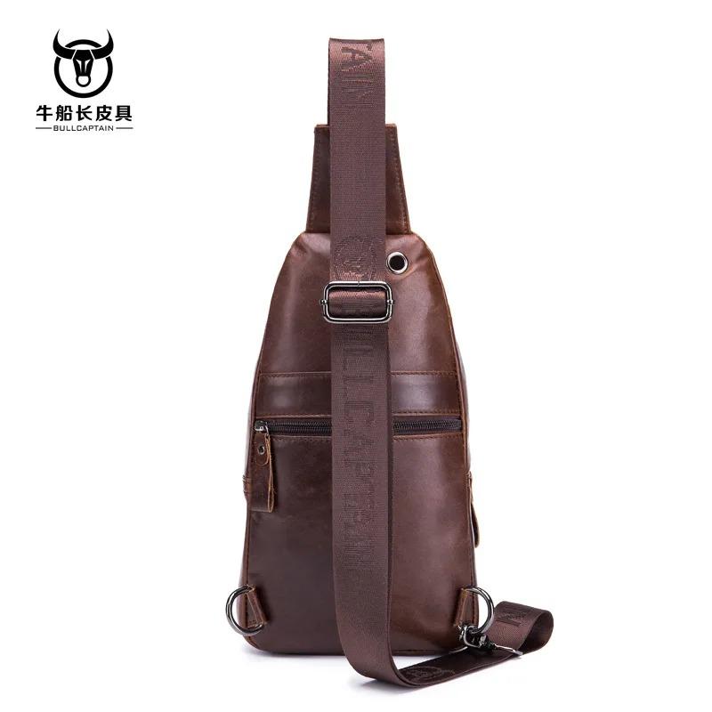 Značka 2024 vysoce kvalitní pánská pravá kůže hovězí kůže Vintage hrudník zádový batoh Cestovní móda Cross Body Messenger taška přes rameno